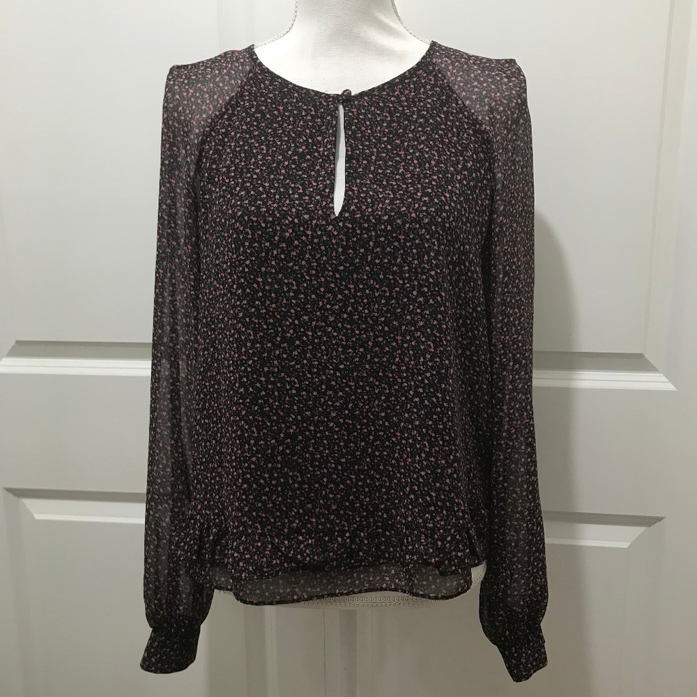 Rebecca Minkoff Lorena Long-Sleeve Floral Print Blouse in Pink, Green & Blue
